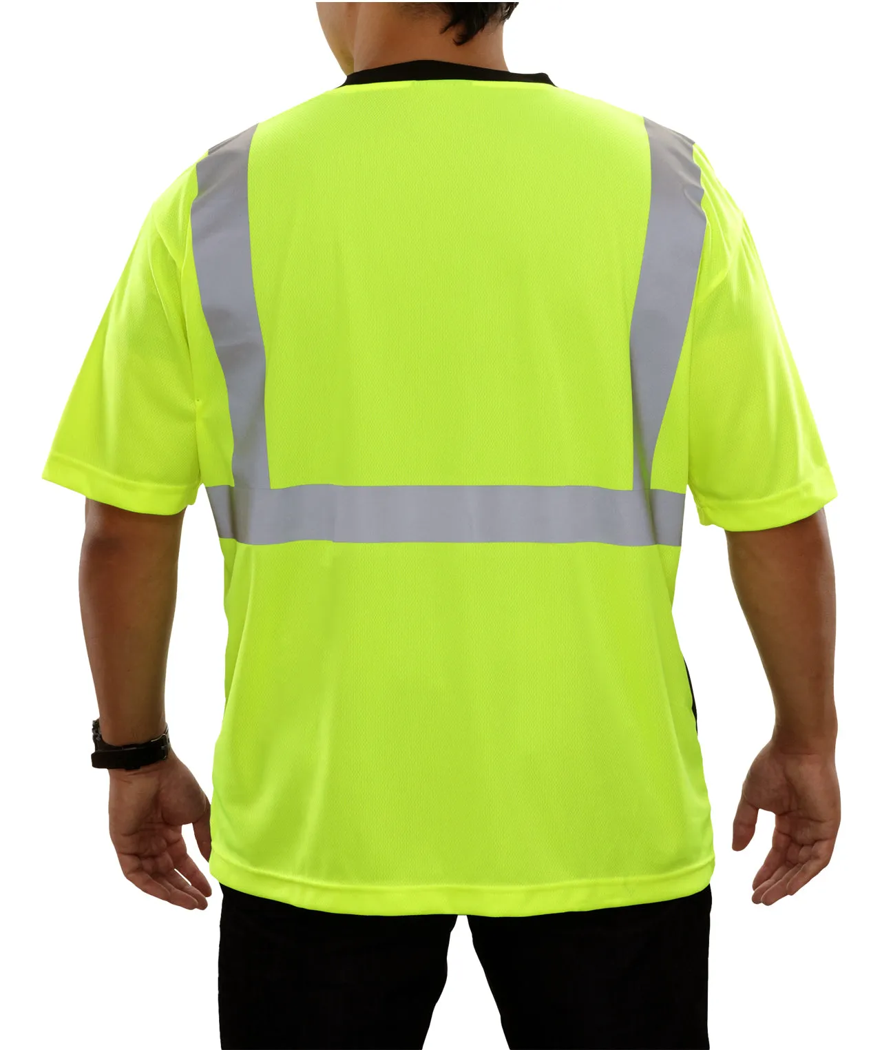 102STLB Two-Tone Moisture Wicking Birdseye Pocket Safety Hi-Vis Shirt