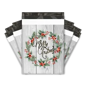 10x13 Christmas Wreath Designer Poly Mailers Shipping Envelopes Premium Printed Bags