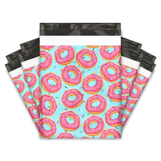 10x13 Extra Thick Heavy Duty Donut Designer Poly Mailers Shipping Envelopes Premium Printed Bags