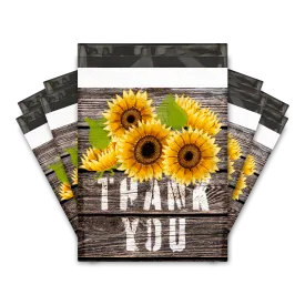 10x13 Sunflower Thank You Poly Mailers Shipping Envelopes Premium Printed Bags