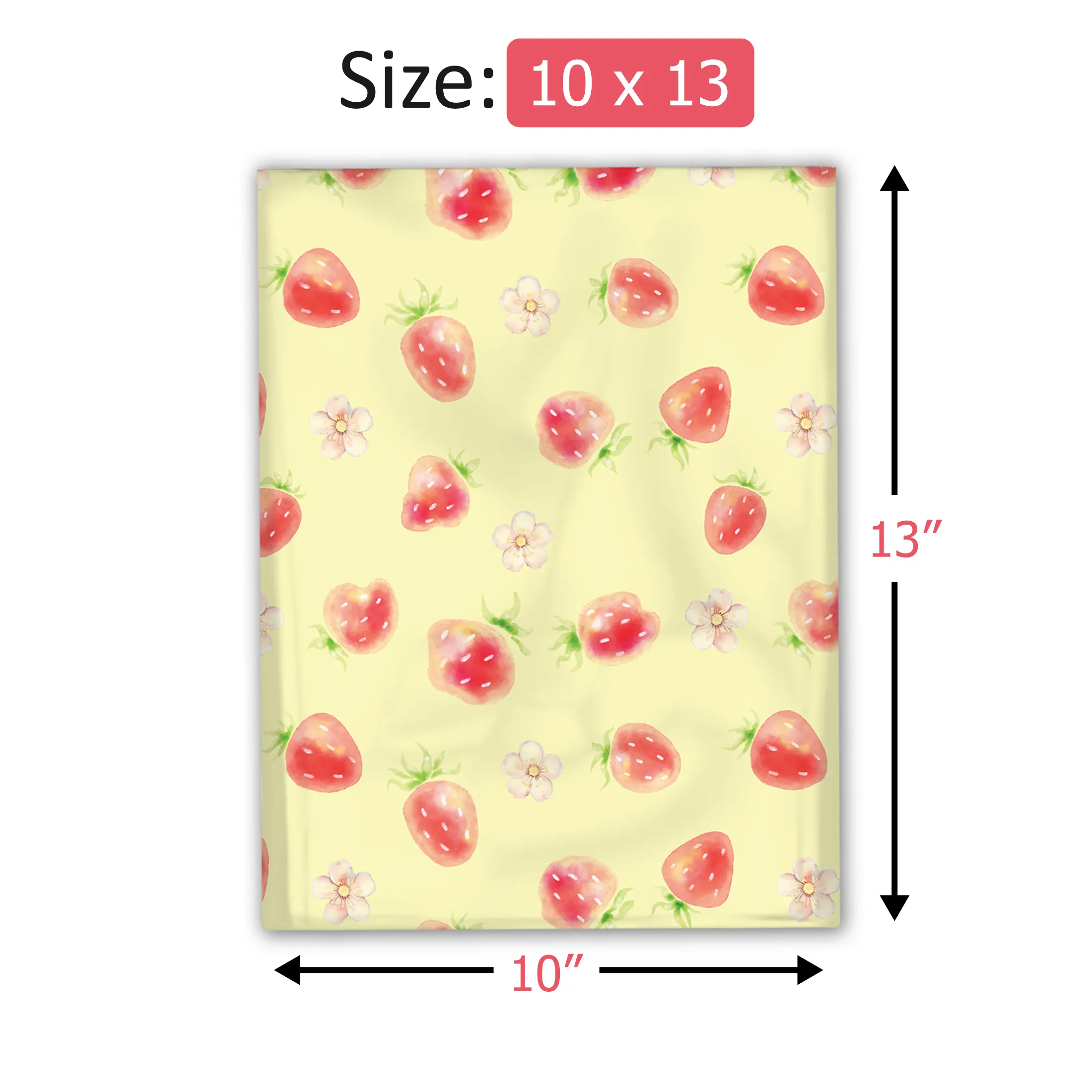 10x13 Watercolor Strawberries Designer Poly Mailers Shipping Envelopes Premium Printed Bags