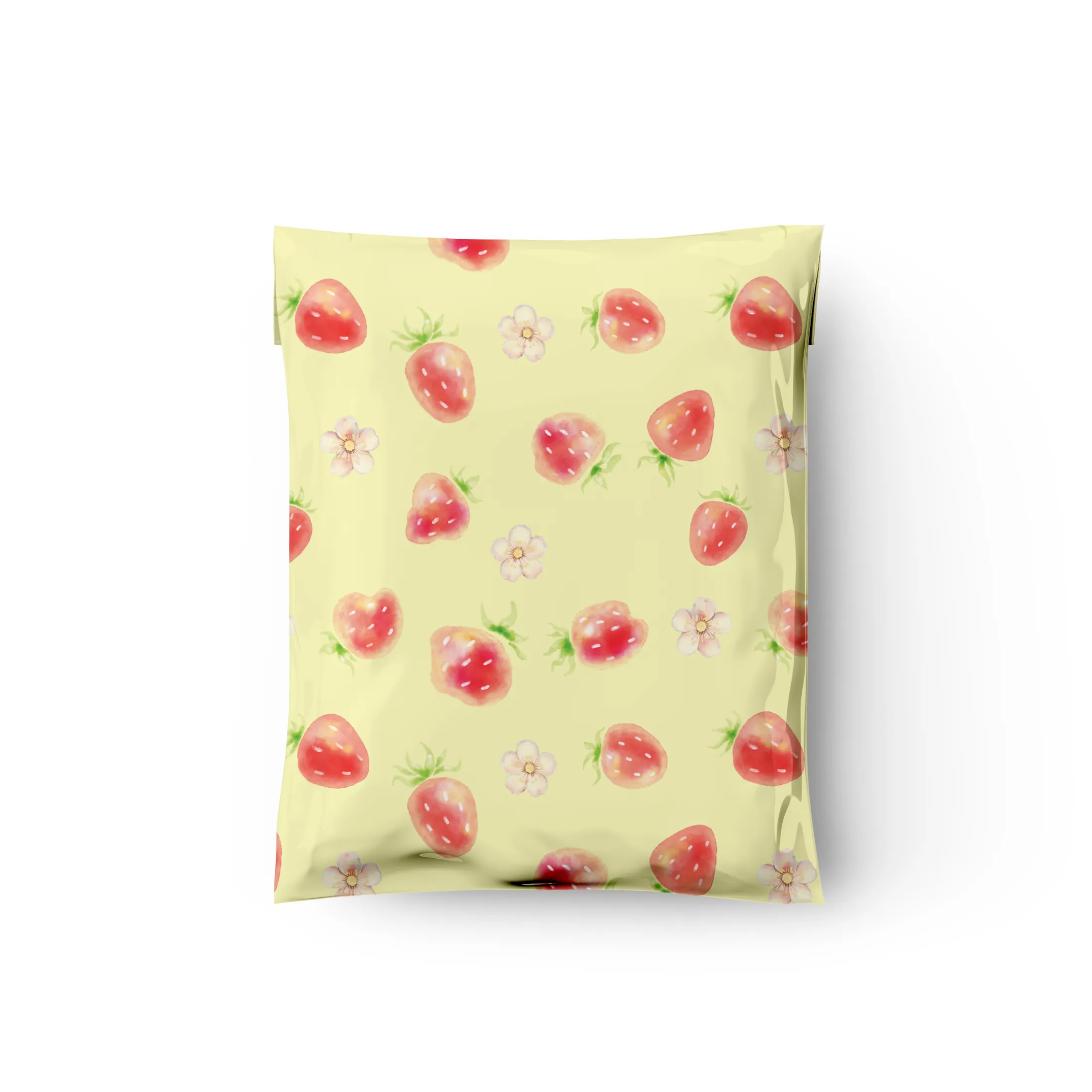 10x13 Watercolor Strawberries Designer Poly Mailers Shipping Envelopes Premium Printed Bags