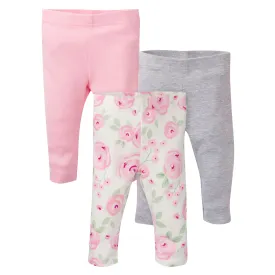 3-Pack Baby Girls Pink, Gray, & Floral Leggings