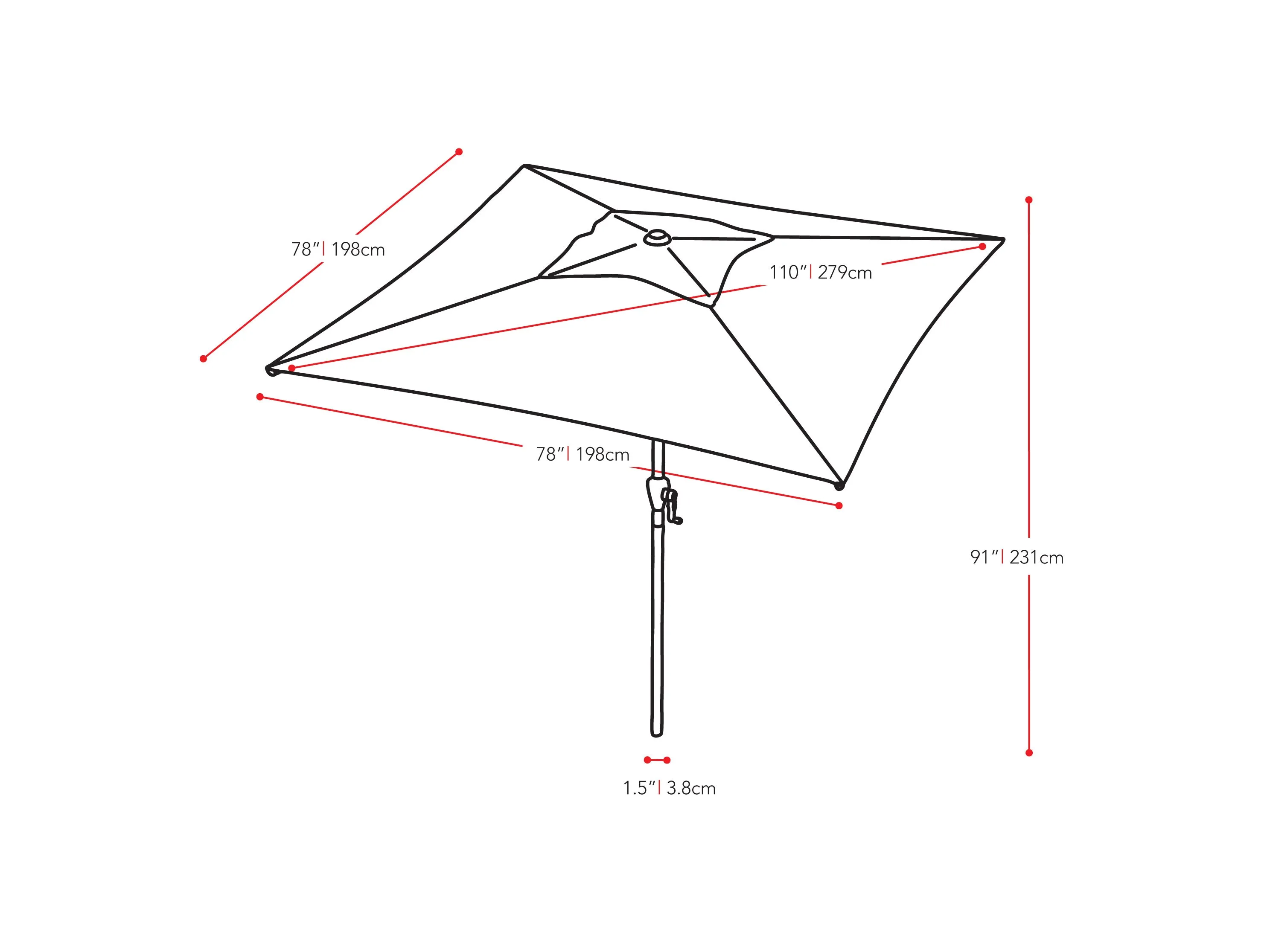 9ft Square Warm White Patio Umbrella