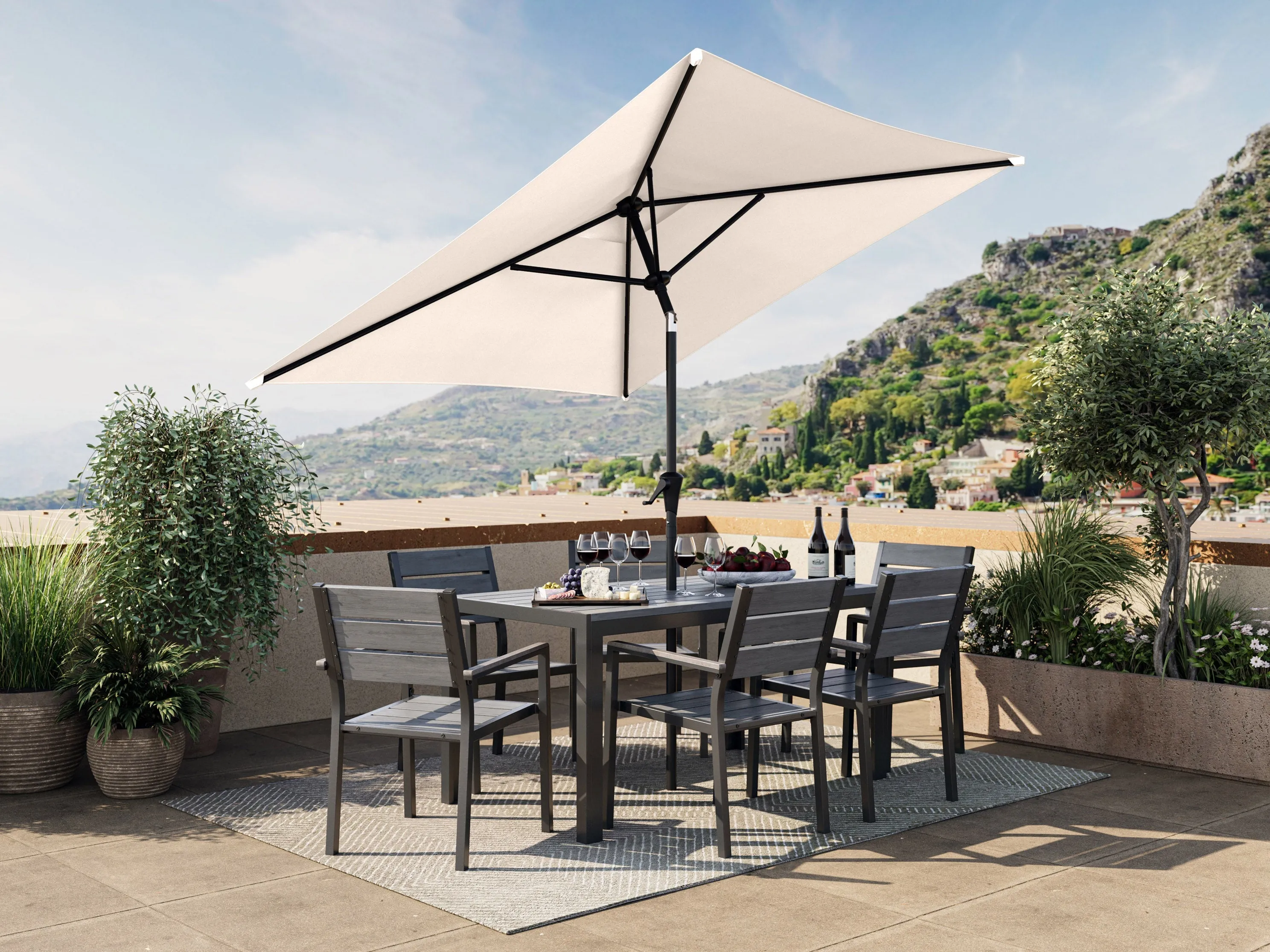 9ft Square Warm White Patio Umbrella