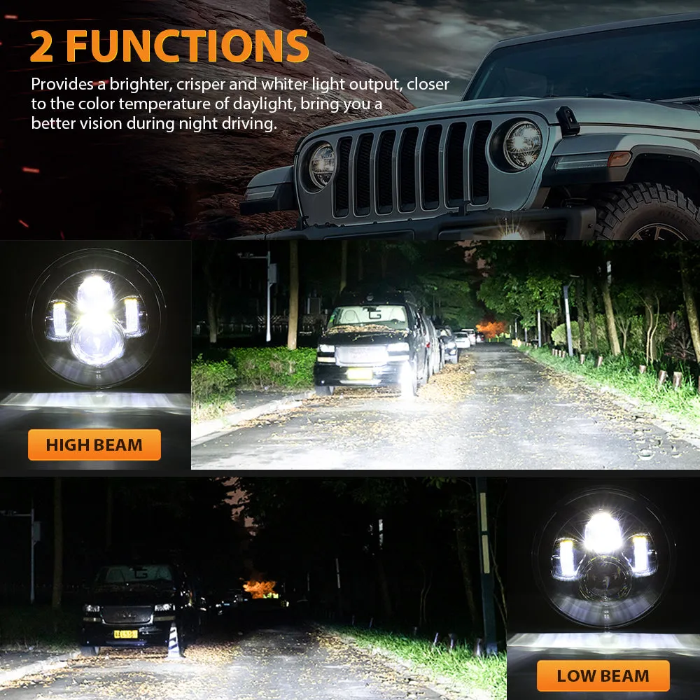 AUXBEAM 7 Inch LED Halo Headlight Replacement for Jeep Wrangler TJ CJ JK