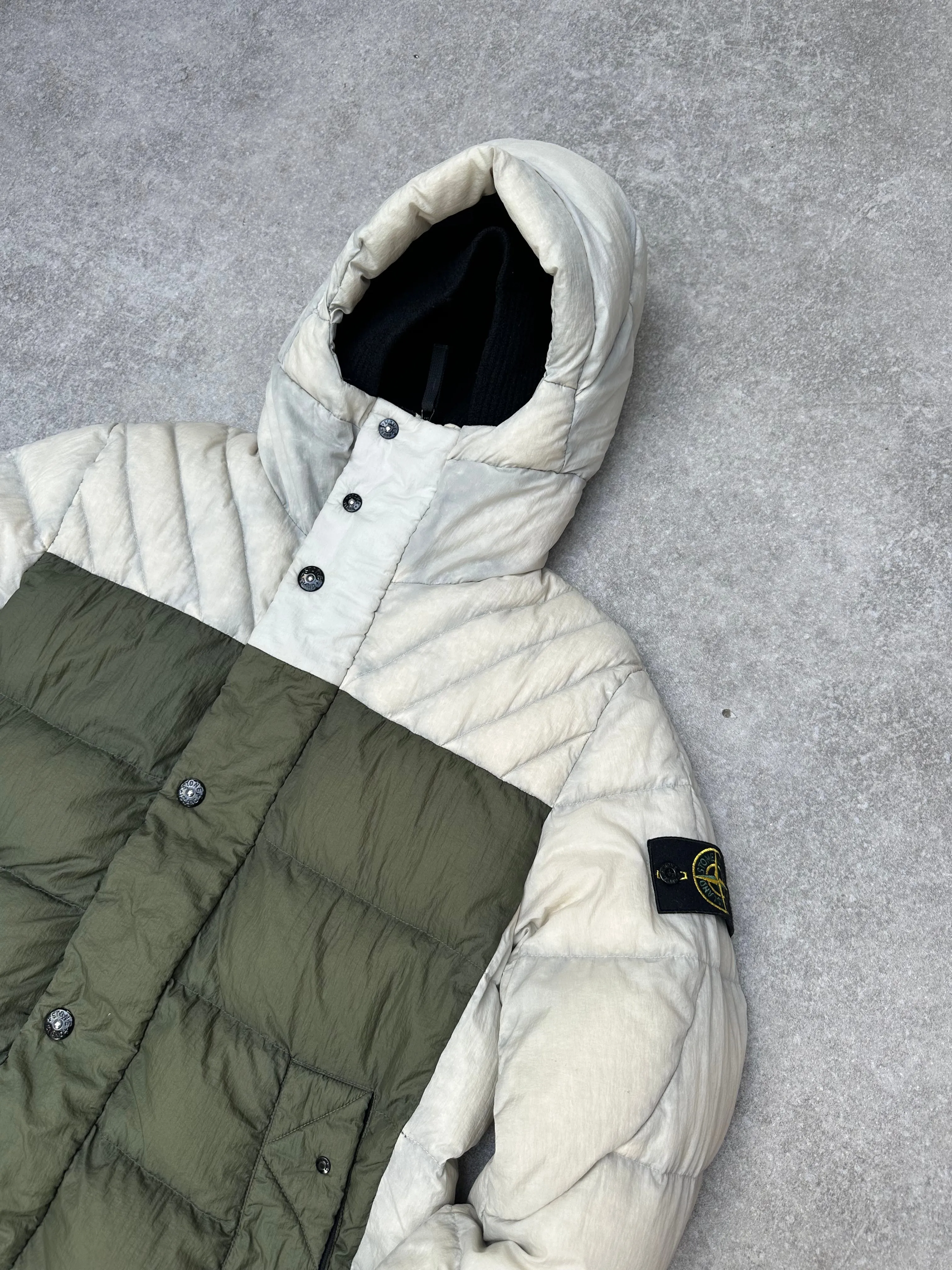 AW 2011 Stone Island Two-Tone Opaque Nylon Tela Down Mid-Length Jacket