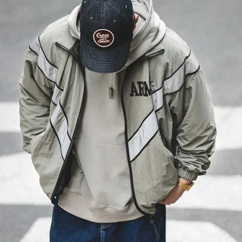 Bomber Jackets For Men Vintage Training Coat with Reflective Hood and Quick-drying Fabric