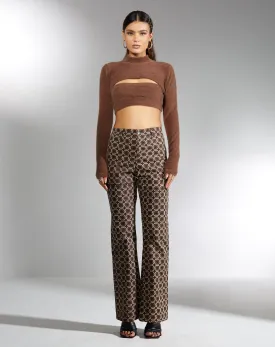 Bukian Cropped Jumper in Knit Brown