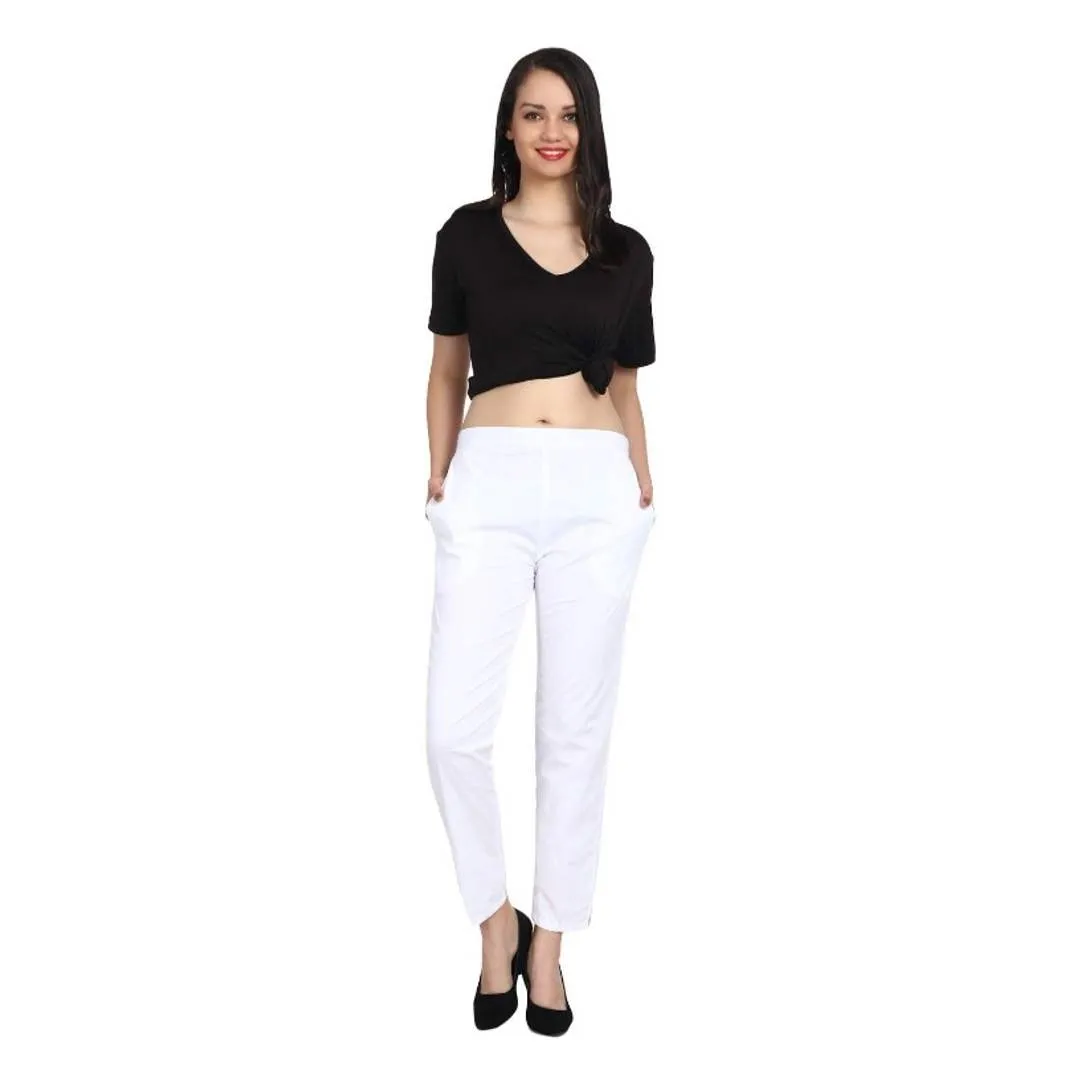 Cotton Lycra Women's Causal Pants Trouser