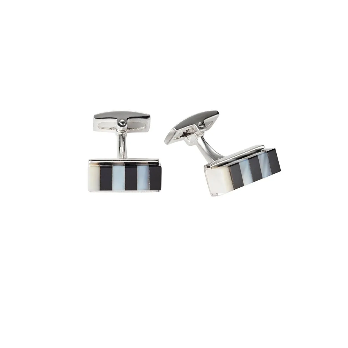 Cudworth Sterling Silver Onyx Mother of Pearl Cufflinks