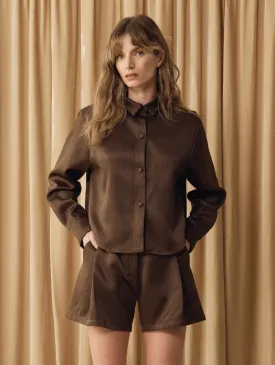 Emilie Shirt Marled Satin Brown