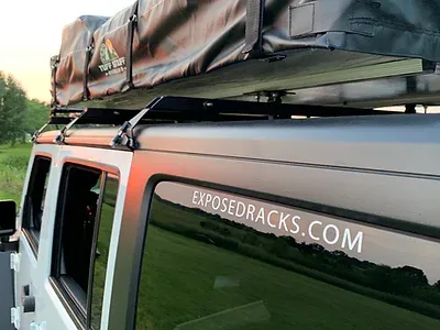 Exposed Racks 9708 Black No Drill Click In Hard Top Rack For Jeep Wrangler JKU