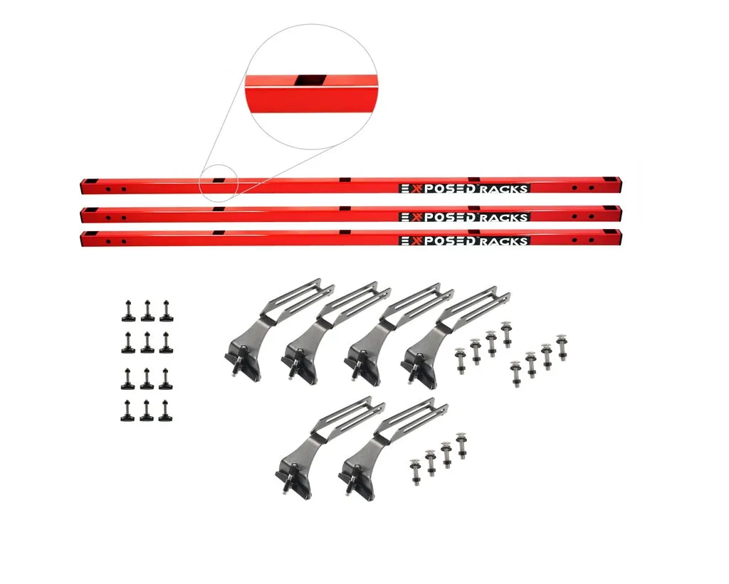 Exposed Racks 9758 Three-Piece Click-In Red Crossbars for Jeep Wrangler