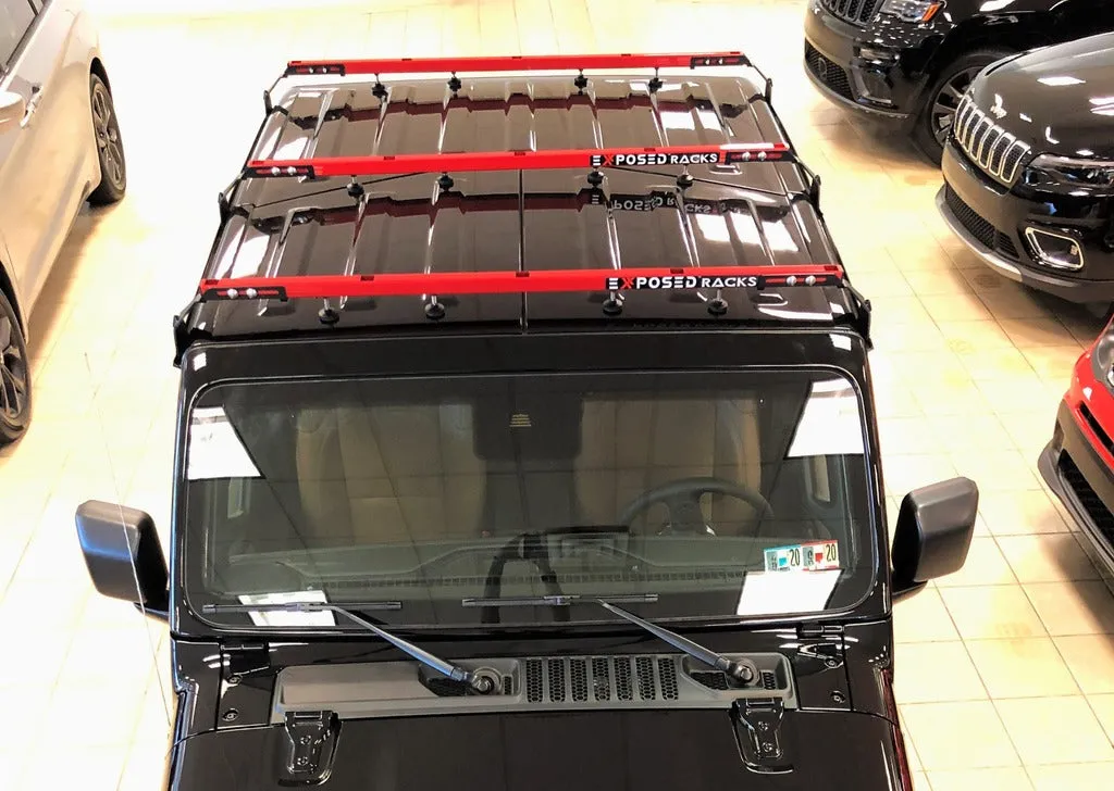 Exposed Racks 9758 Three-Piece Click-In Red Crossbars for Jeep Wrangler