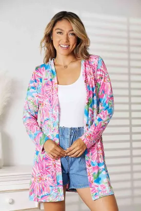 Floral Open Front Long Sleeve Cardigan