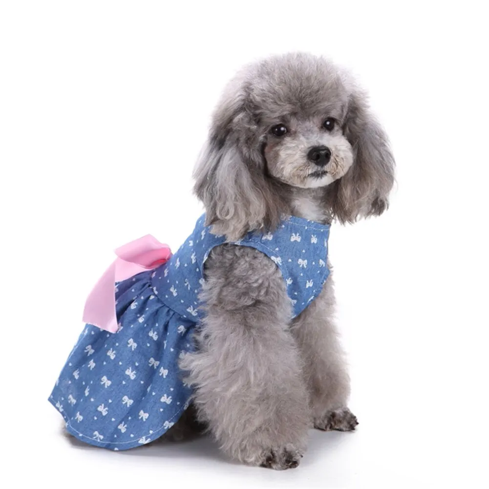 High Quality Summer Dog Dresses Jeans Pet Princess Dress