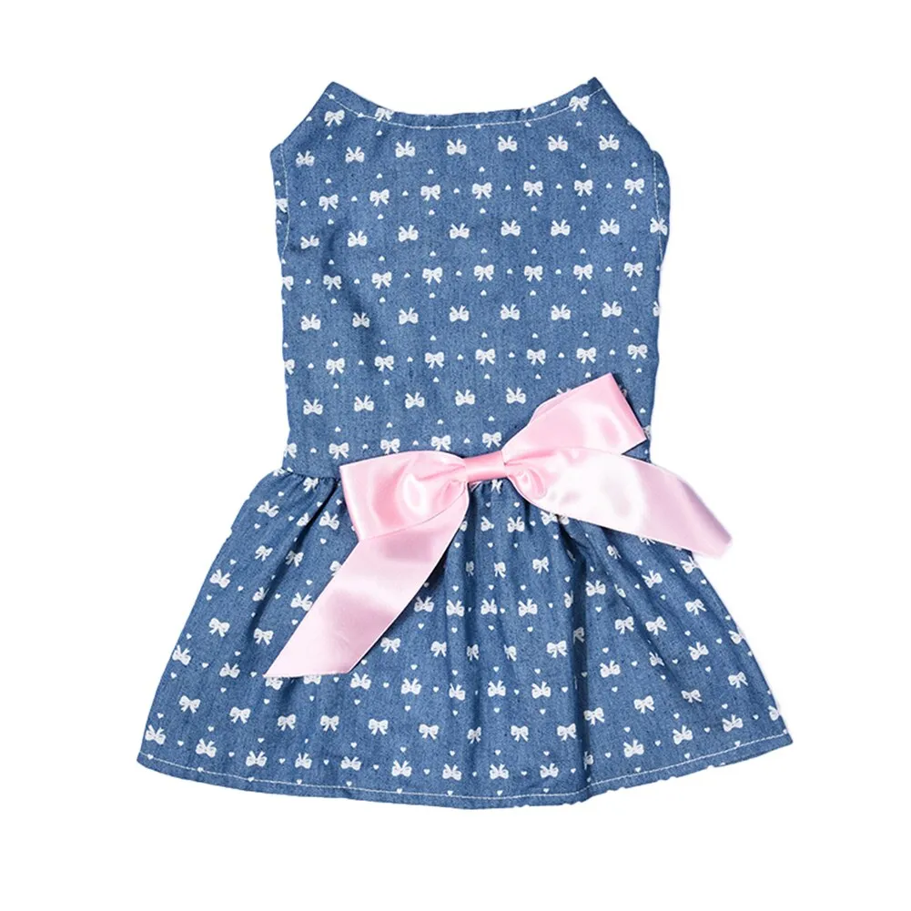 High Quality Summer Dog Dresses Jeans Pet Princess Dress