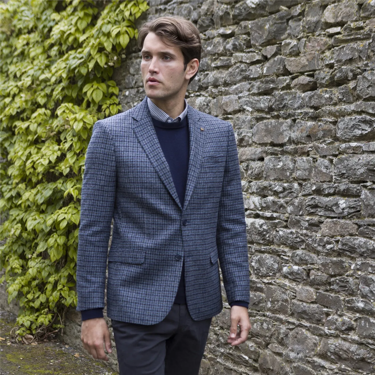 MAGEE Tweed Jacket - Mens Clady - Navy Houndstooth