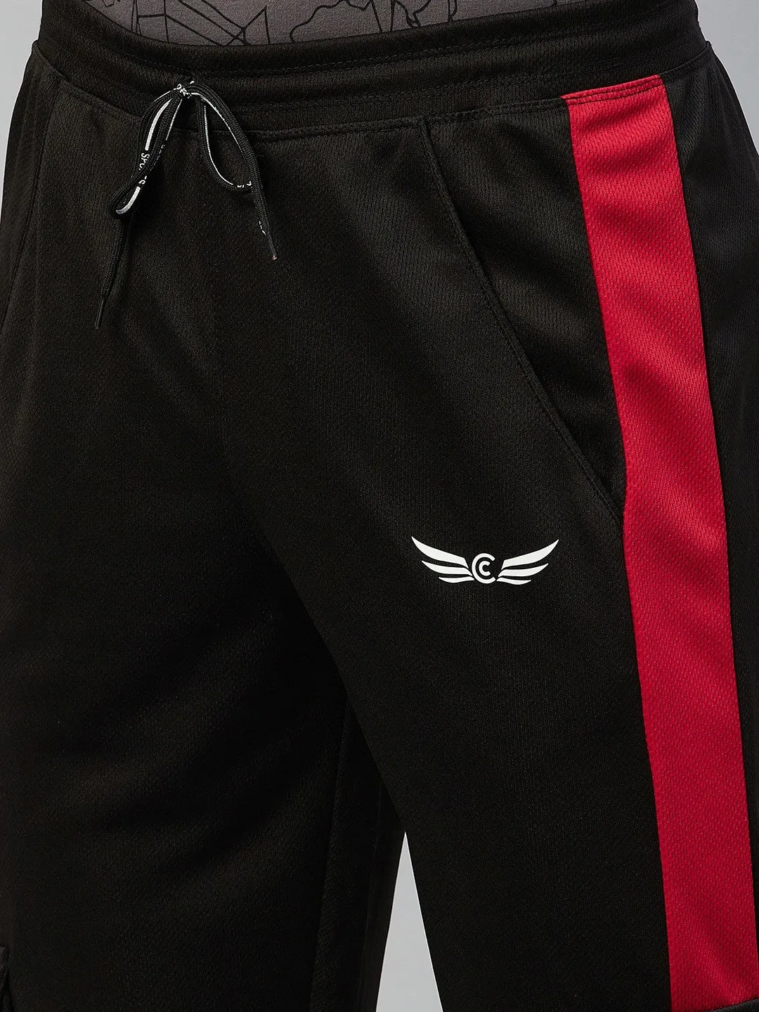 Men Colorblock Black/Red Joggers (Pack of 1)