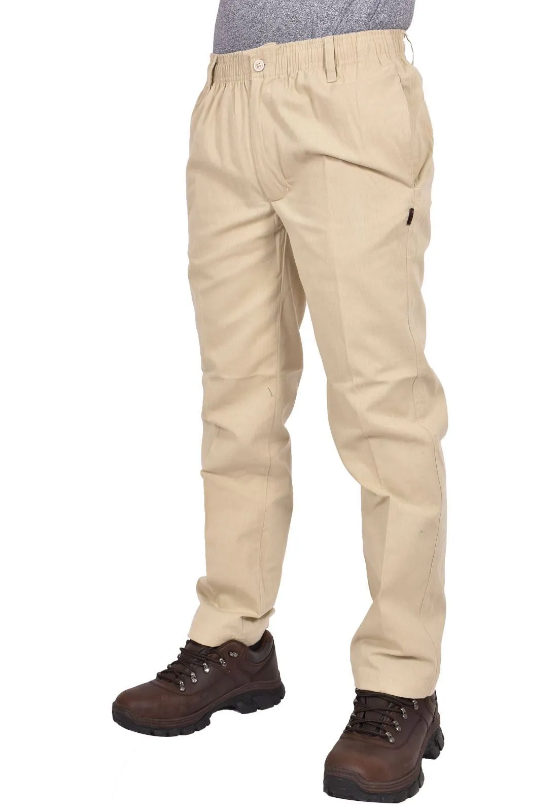 Men Elasticated Waist Work Casual Rugby Trouser - Beige