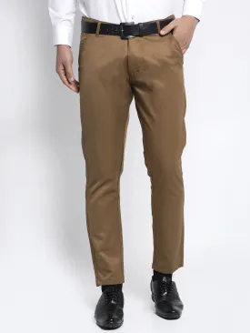 Men'S Brown Tapered Fit Formal Trousers