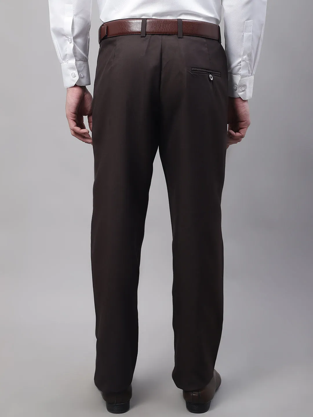 Men'S Coffee Tapered Fit Formal Trousers