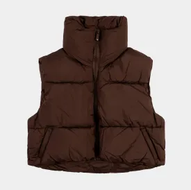 Nylon Puffer Womens Vest (Brown)