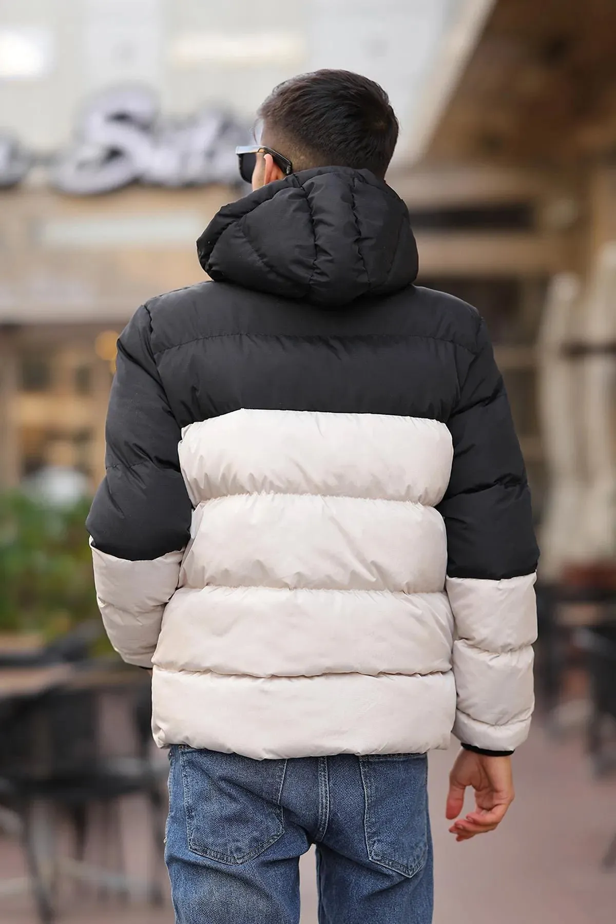 Pina Kids Boy's Black Beige Waterproof Puffer Coat