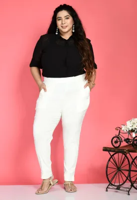 Plus Size Plus Size White Lycra Trousers