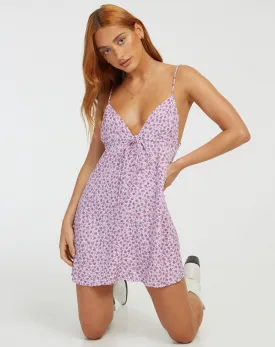 Senora Mini Dress in Ditsy Rose Lilac