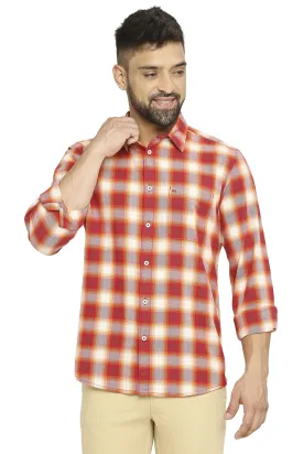 Slim Fit Cotton Brushed Twill Checks Shirt