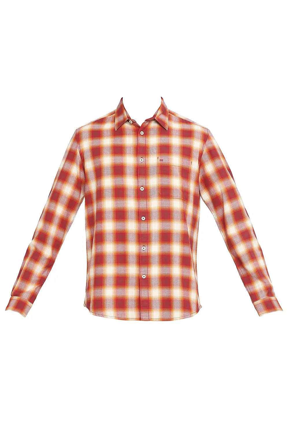 Slim Fit Cotton Brushed Twill Checks Shirt