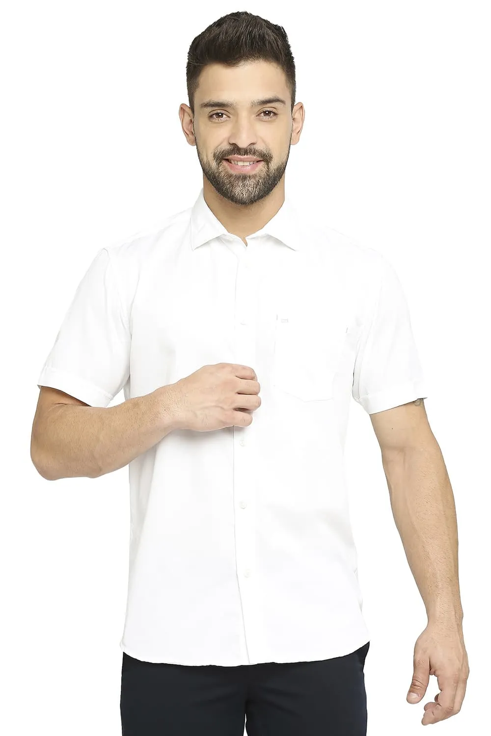 Slim Fit Cotton Polyester Cavalary Twill Halfsleeves Shirt