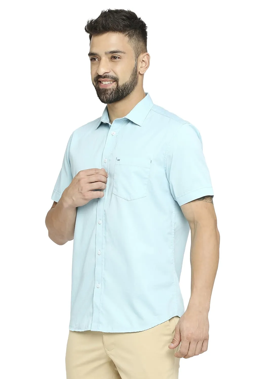 Slim Fit Cotton Polyester Cavalary Twill Halfsleeves Shirt