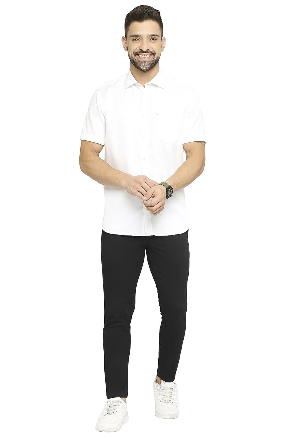 Slim Fit Cotton Polyester Cavalary Twill Halfsleeves Shirt