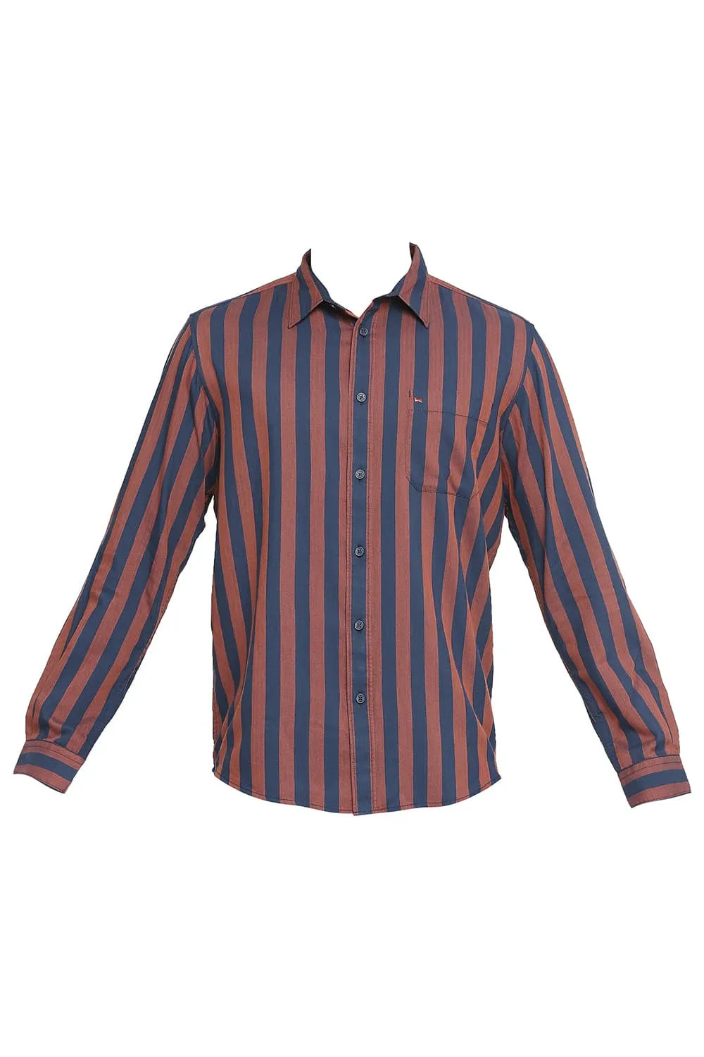 Slim Fit Cotton Polyester Twill Stripe Shirt