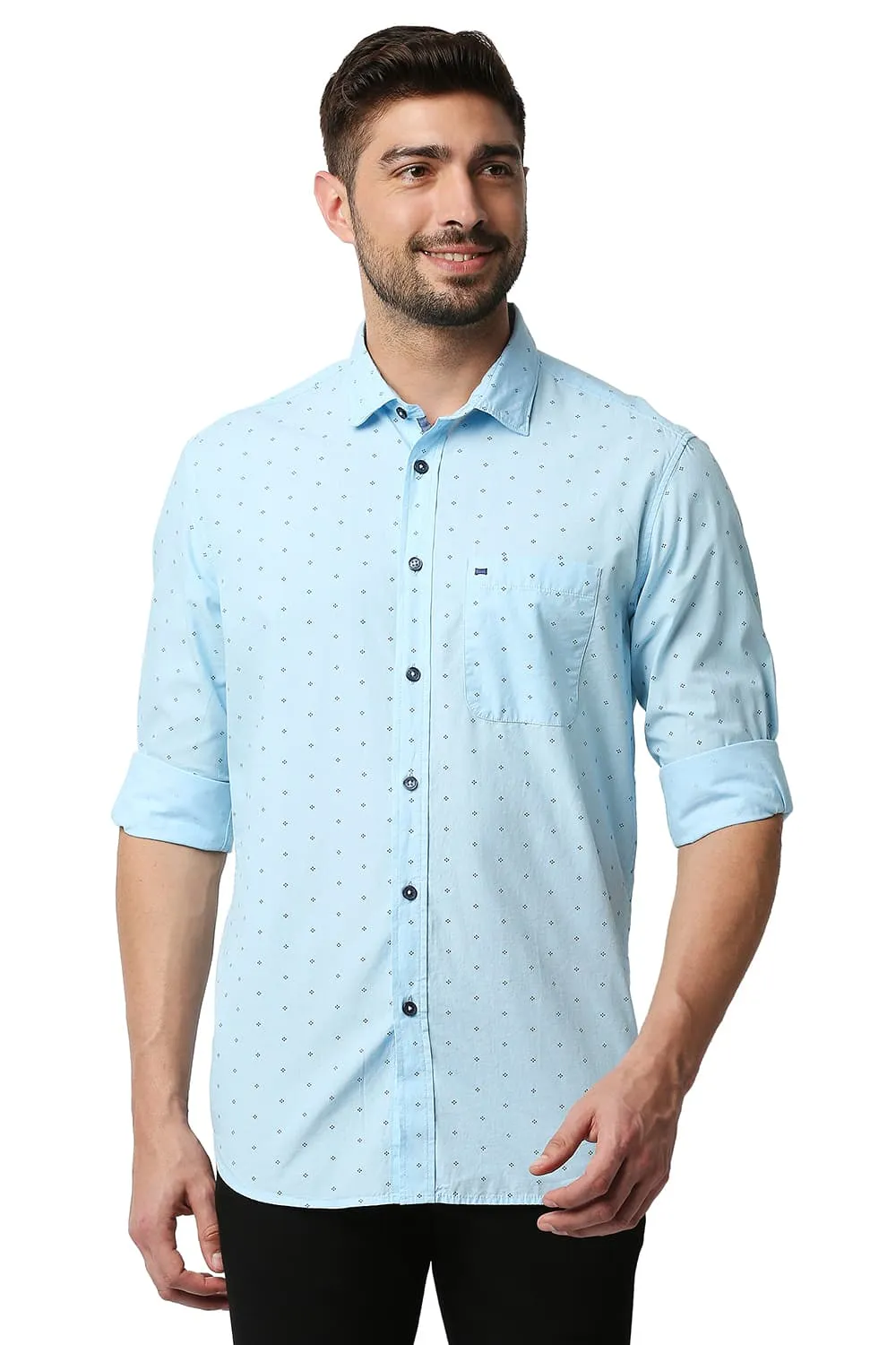 Slim Fit Fil-a-fil Printed Shirt