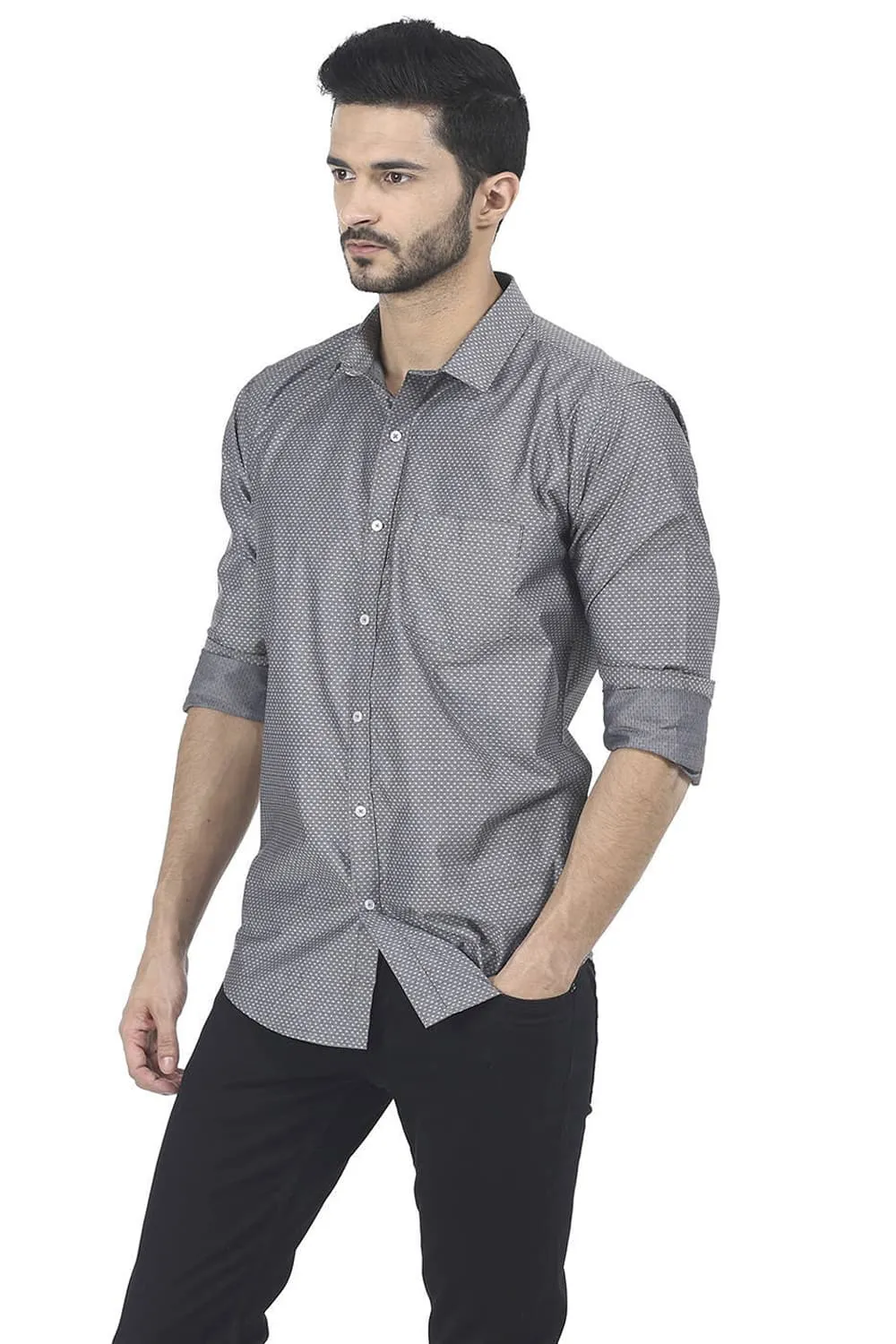 Slim Fit Grey Sand Dobby Shirt