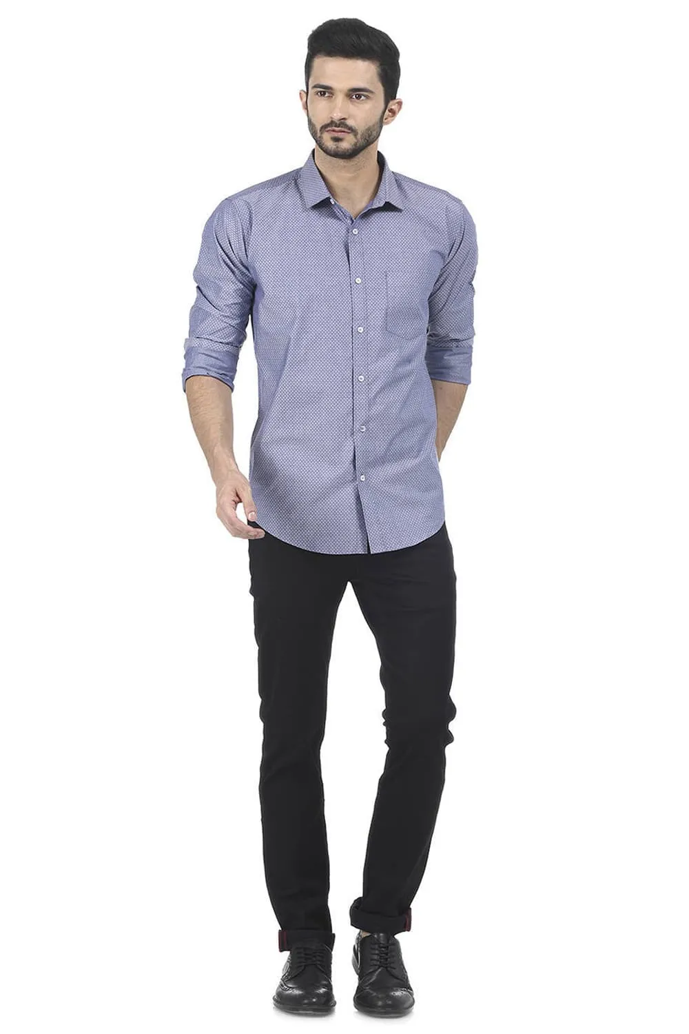 Slim Fit Grey Sand Dobby Shirt