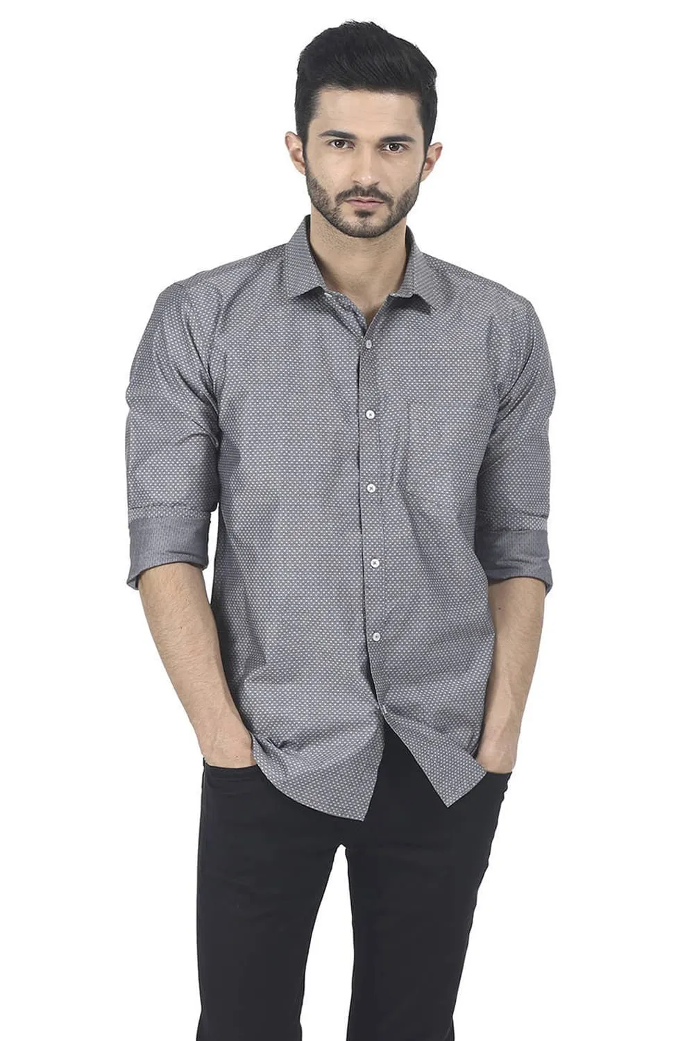 Slim Fit Grey Sand Dobby Shirt