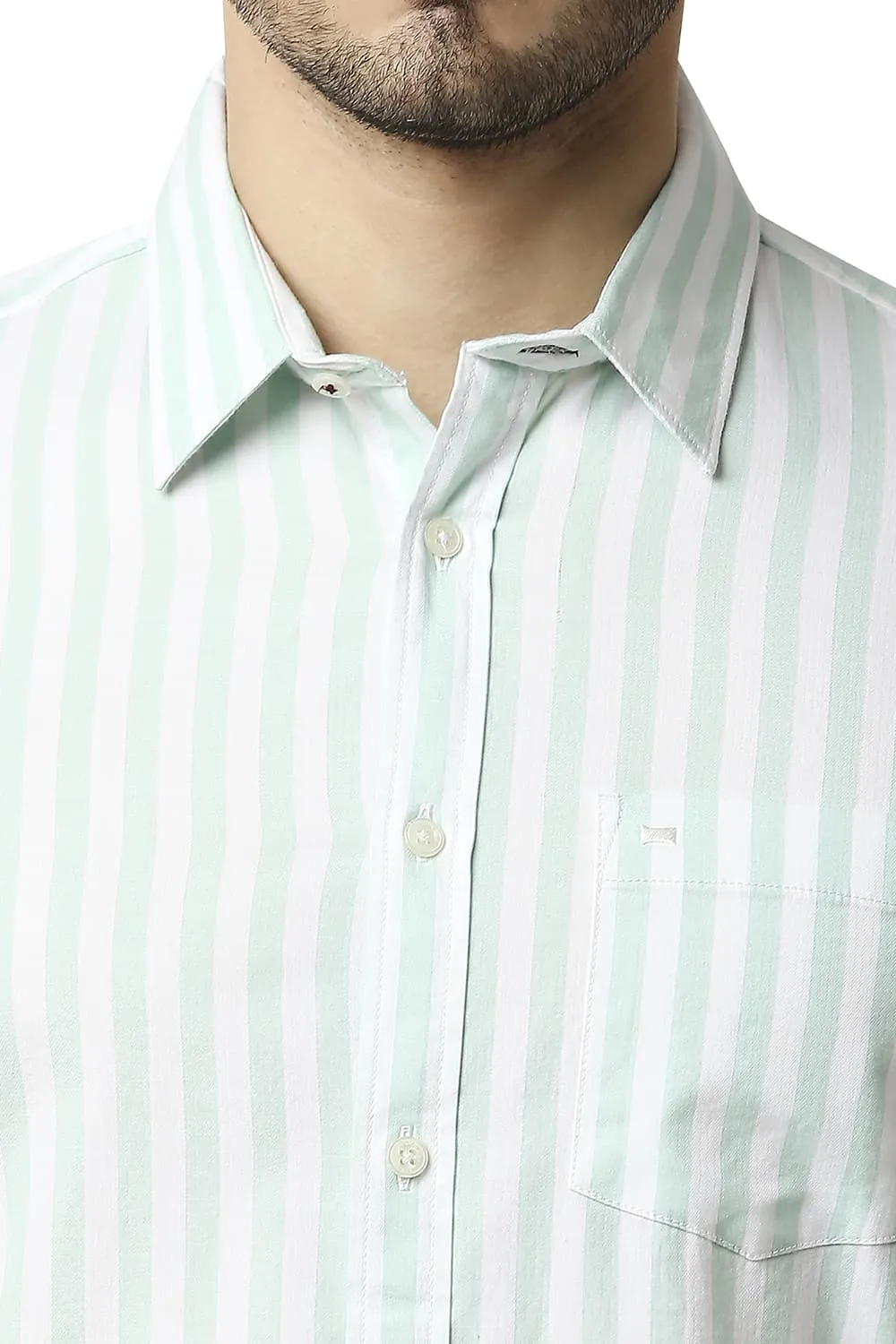 Slim Fit Herring Bone Stripe Halfsleeves Shirt