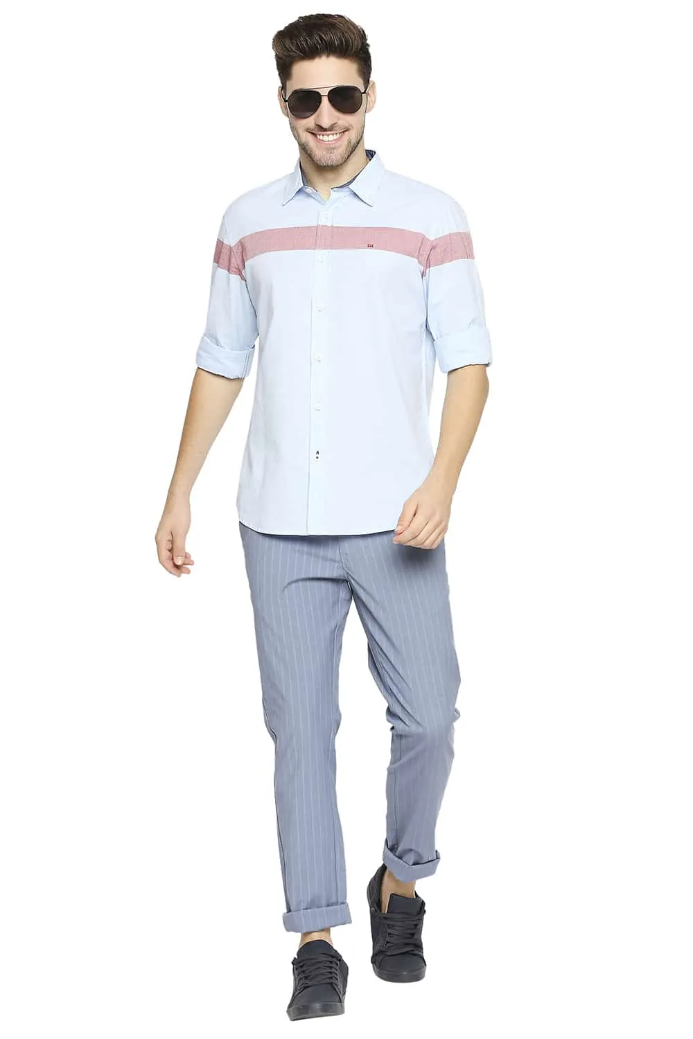 Slim Fit Oxford Eng Horizontal Stripe Shirt