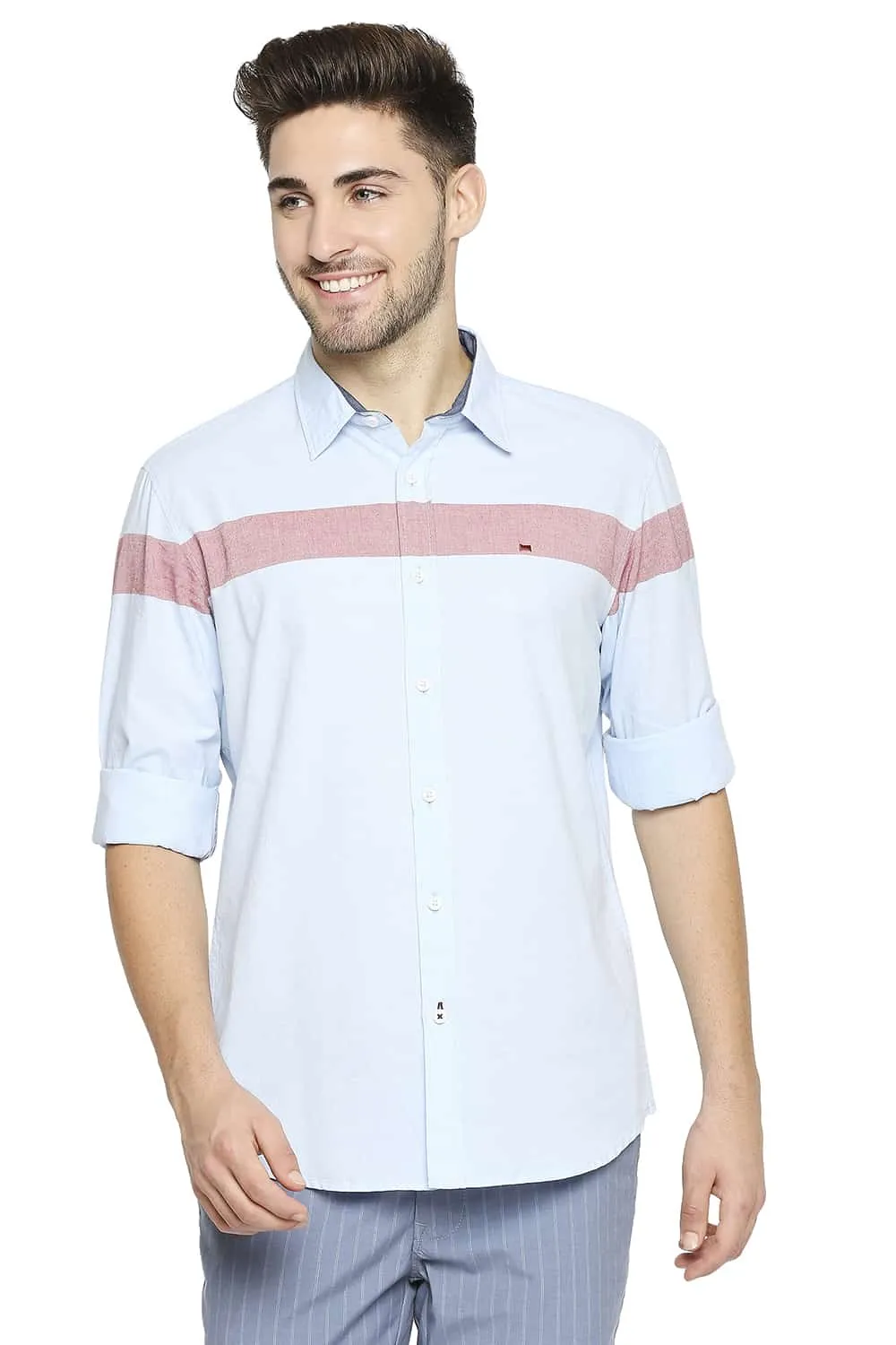 Slim Fit Oxford Eng Horizontal Stripe Shirt