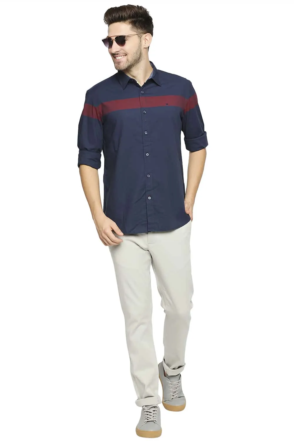 Slim Fit Oxford Eng Horizontal Stripe Shirt