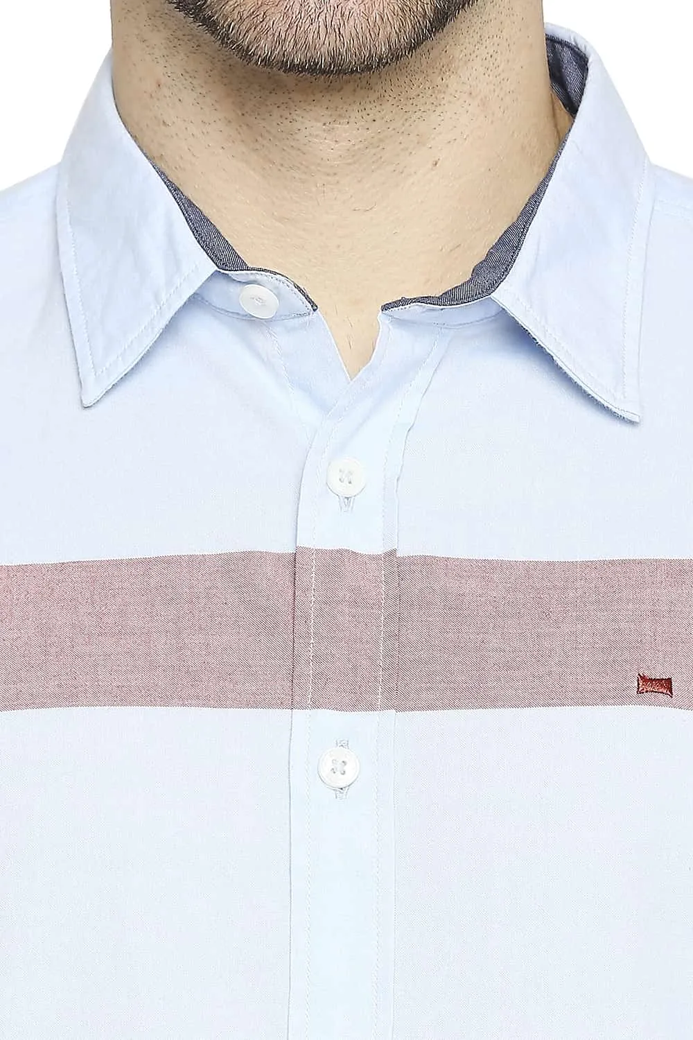 Slim Fit Oxford Eng Horizontal Stripe Shirt