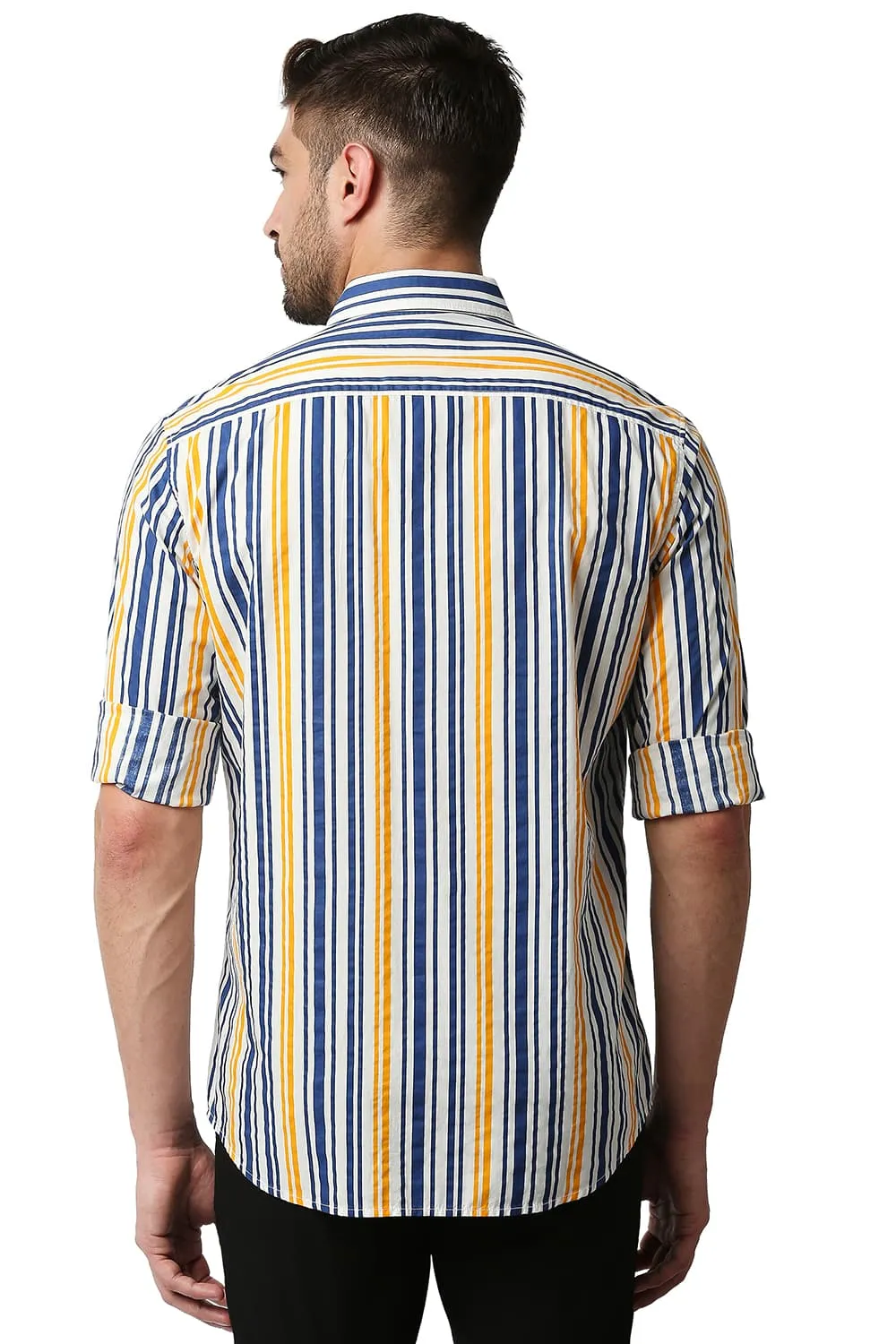 Slim Fit Poplin Print Stripe Shirt