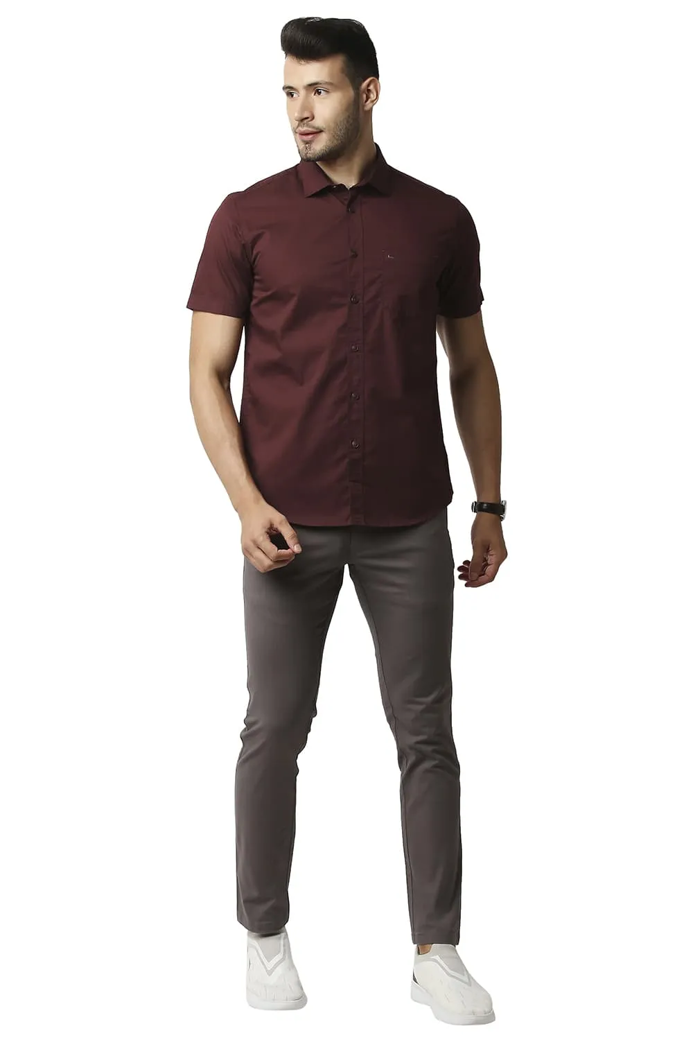 Slim Fit Twill Halfsleeves Shirt