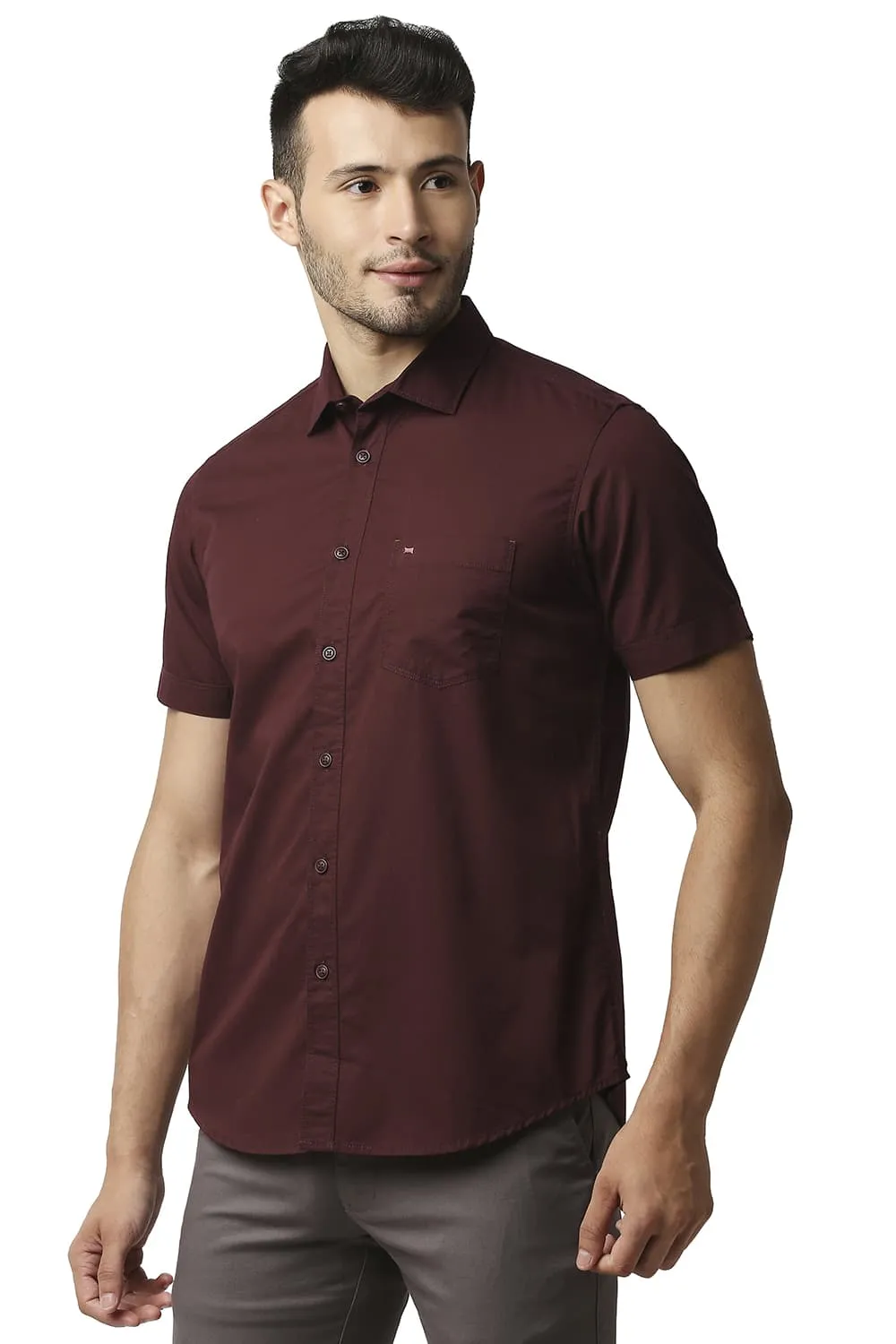 Slim Fit Twill Halfsleeves Shirt