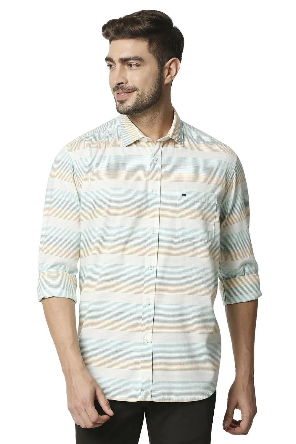 Slim Fit Twill Weft Stripe Shirt